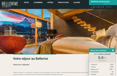 Mehrsprachige Hotel-Homepage - Für das Hotel Bellerive in Zermatt, Wallis, Schweiz