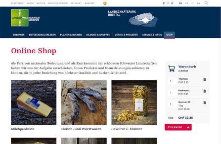 Online-Shop - Walliser Produkte in der ganzen Schweiz verkaufen - Webdesign Landschaftspark Binntal, Binn, Wallis