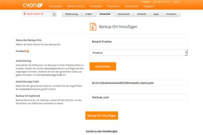Regelmässige Datensicherung und automatische Sicherheitsupdates