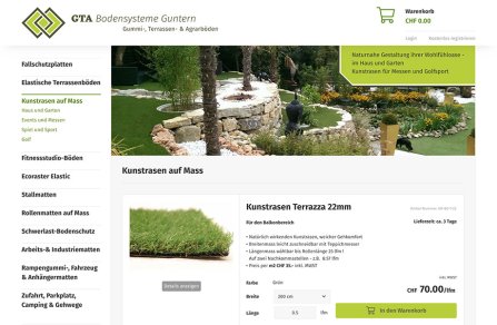 Online-Shop - Walliser Online-Shop als Vertriebskanal - Webdesign GTA Bodensysteme, Termen, Wallis