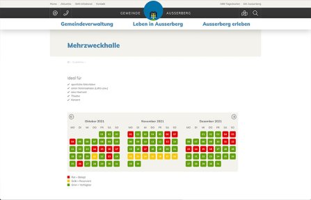 Weblösungen - Webdesign Erweiterung durch Module - Verfügbarkeitskalender für Gemeindelokalitäte für Gemeinde Ausserberg