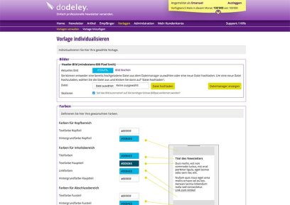 dodeley - Einfache Erstellung von Vorlagen - Newsletter System, Online Newsletter versenden
