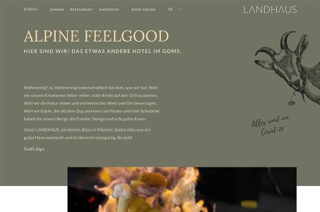 Individuelles Webdesign - Für Hotel und Restaurants - Beispiel Landshaus im Goms, Wallis