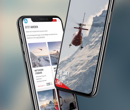 Referenz Webauftritt Air Zermatt, indual GmbH, Brig