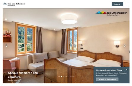 Hotel Website in mehreren Sprachen - Für das Hotel Nest- und Bietschhorn im Lötschental, Wallis, Schweiz