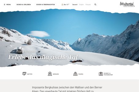 Umfangreiches Webdesign - Für Tourismus - Beispiel Lötschental Tourismus, Wallis, Schweiz