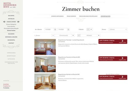 Hotel Website mit integrierter Buchungstool
