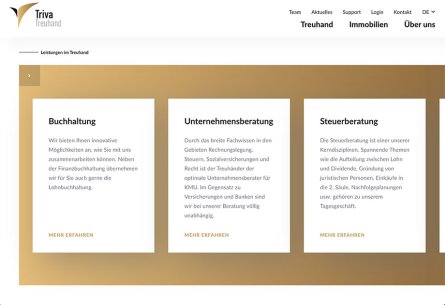 Webdesign Bern - dynamisch generierte Inhalte für Treuhand Gruppe in Bern