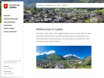 Webdesign für Gemeinden - Responsive Design Desktop – Gemeinde Lalden im Wallis