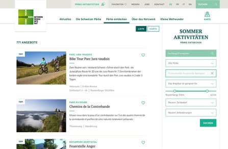 Webapplikation - Digitalsierung - Beispiel Netzwerk Schweizer Pärke