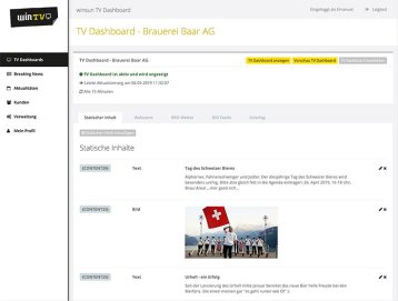 Weblösungen - TV-Dashbaord - Beispiel Winsun Interaktives TV-Dashbaord
