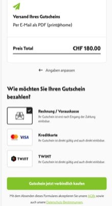 felizzio - Zahlungsmöglichkeiten, Online Gutscheinsystem