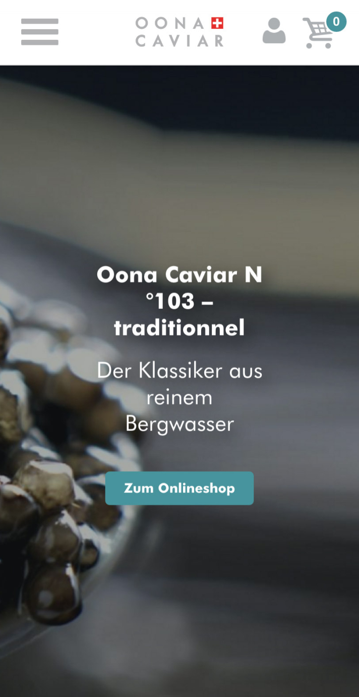 Mobile Webseite für Kunde aus Bern: Oona Kaviar