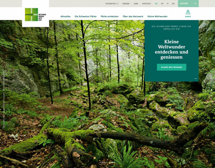 Desktop: Responsive Webdesign für Netzwerk Schweizer Pärke