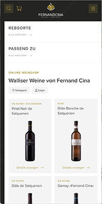 Referenz Webseite indual GmbH, Kellerei Fernand Cina