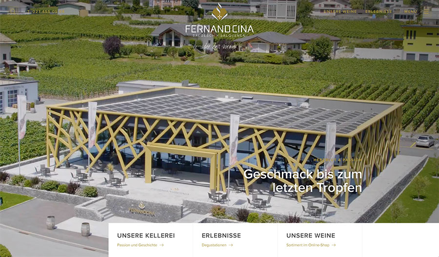 Referenz Webseite indual GmbH, Kellerei Fernand Cina