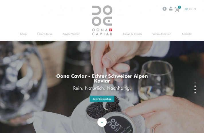 Desktop Webseite für Kunde aus Bern: Oona Kaviar